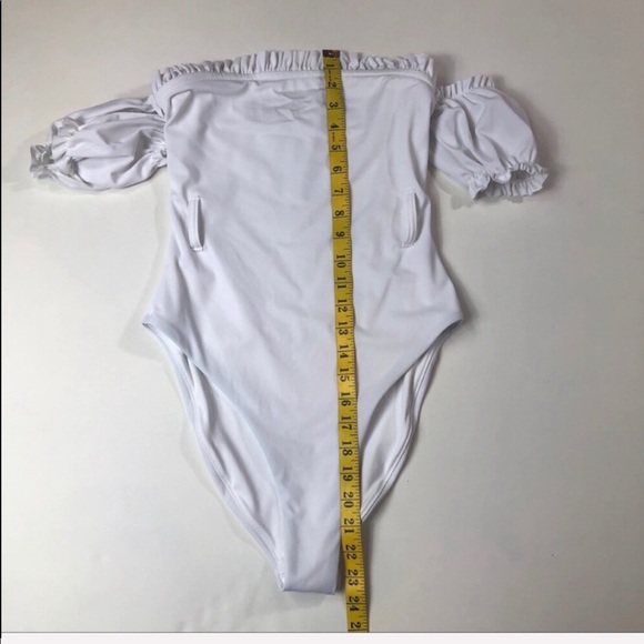 Something Navy one piece off shoulder swimsuit - Picture 3 of 7